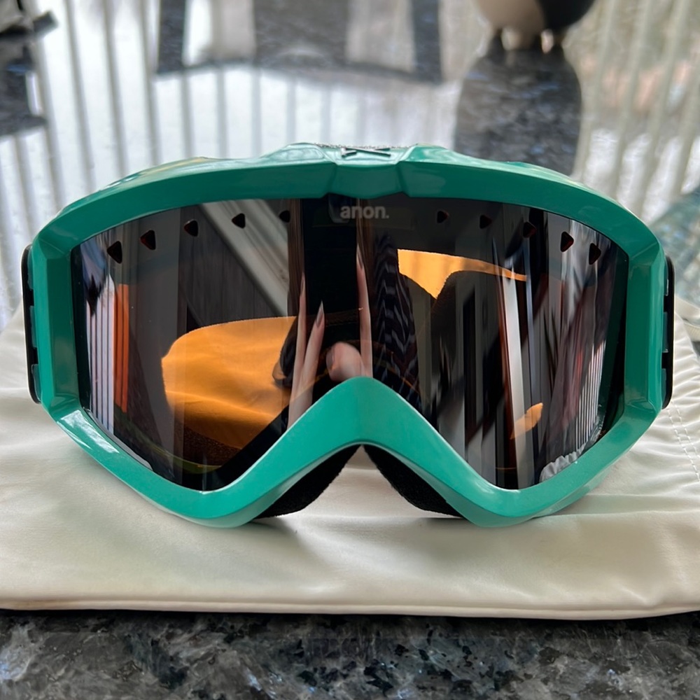 Turquoise Anon ski goggles